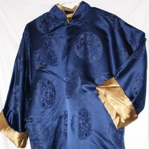✨Elegant Traditional Fully lined  Jacket 100% silk Royal colors Sapphire & Gold